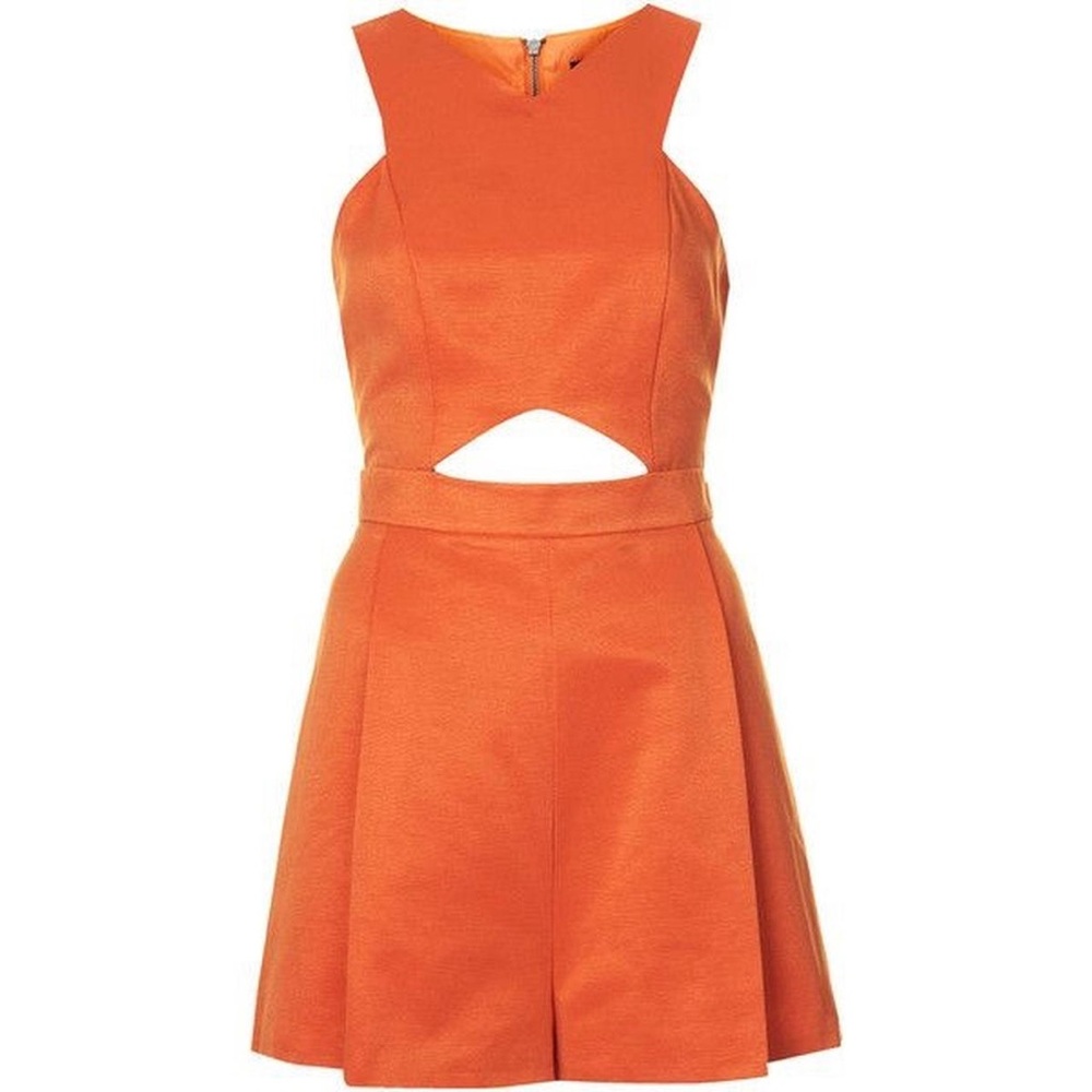 Summer Topshop Bright Orange Sleeveless Cutout Romper